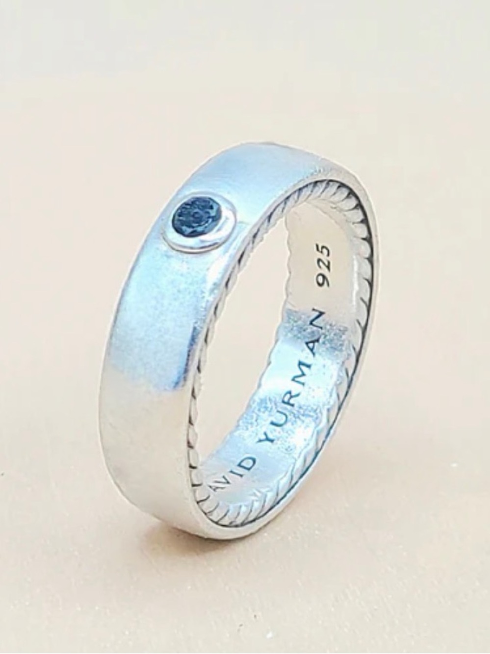 David Yurman Streamline Band Ring In Sterling Silver With Black Diamond